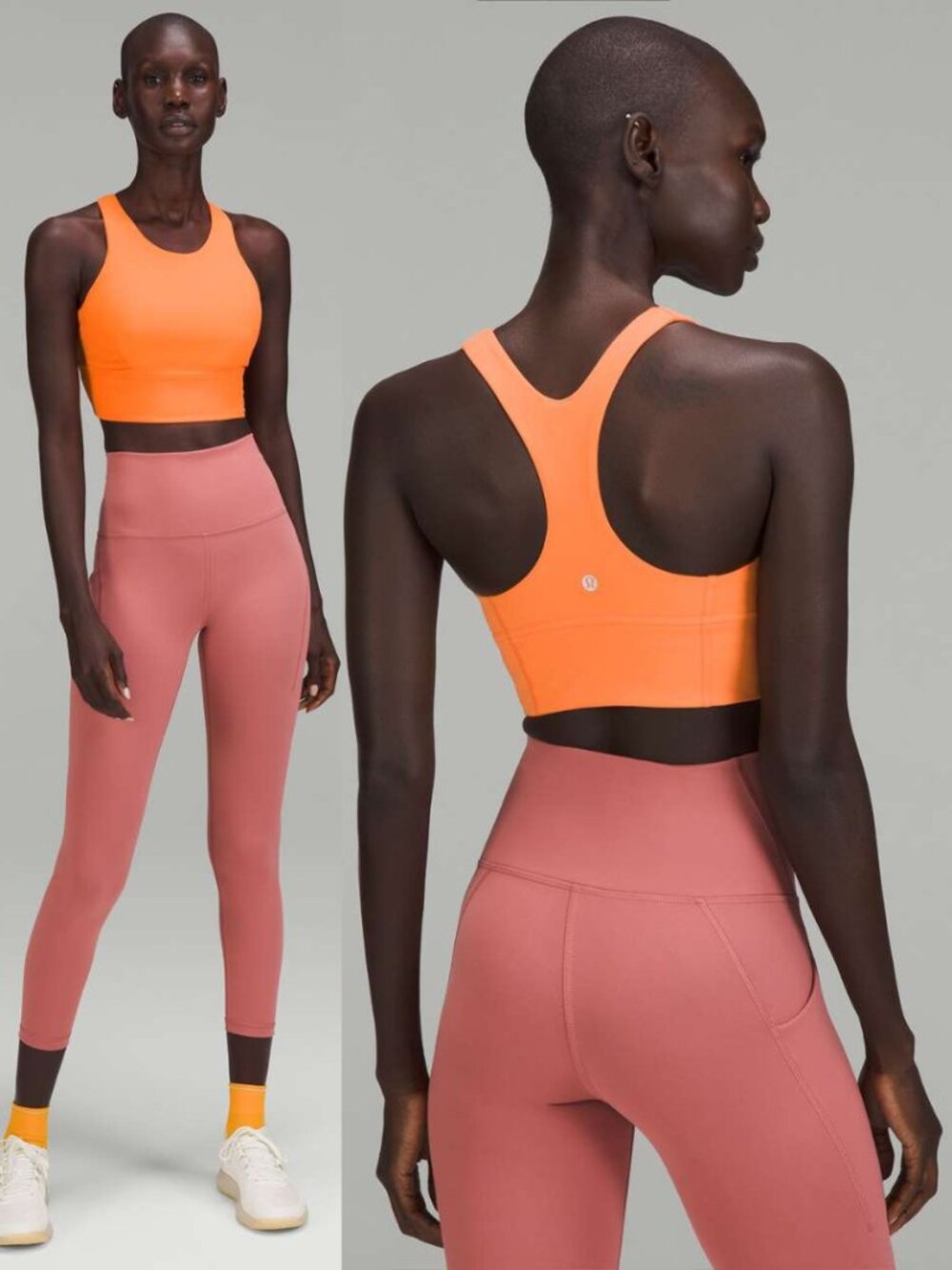 Lululemon Neon Orange Everlux Wunder Train Longline Bra